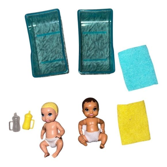 Barbie Baby Doctor Careers Playset 14 Pieces Scrubs Bottles Exam Table Chart EUC - Picture 2 of 4